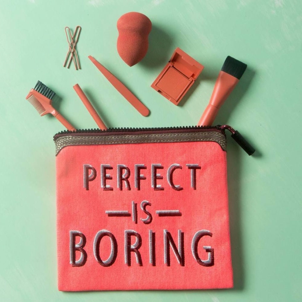 Henry Charles “Perfect is Boring” makeup accessory bag